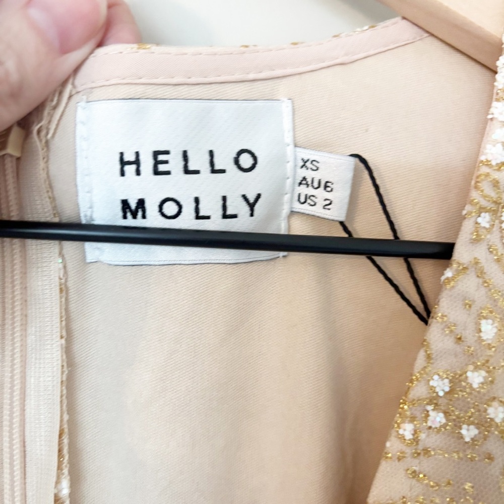 NWT HELLO MOLLY gold sequin mini dress sz. XS - Picture 4 of 6